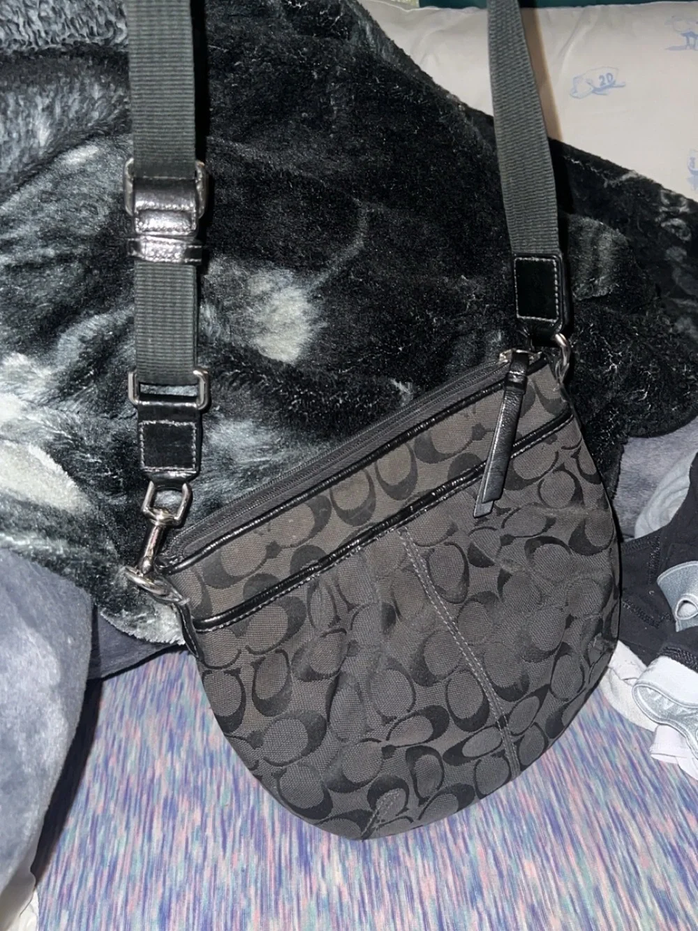 Coach Black Signature Jacquard Crossbody Bag